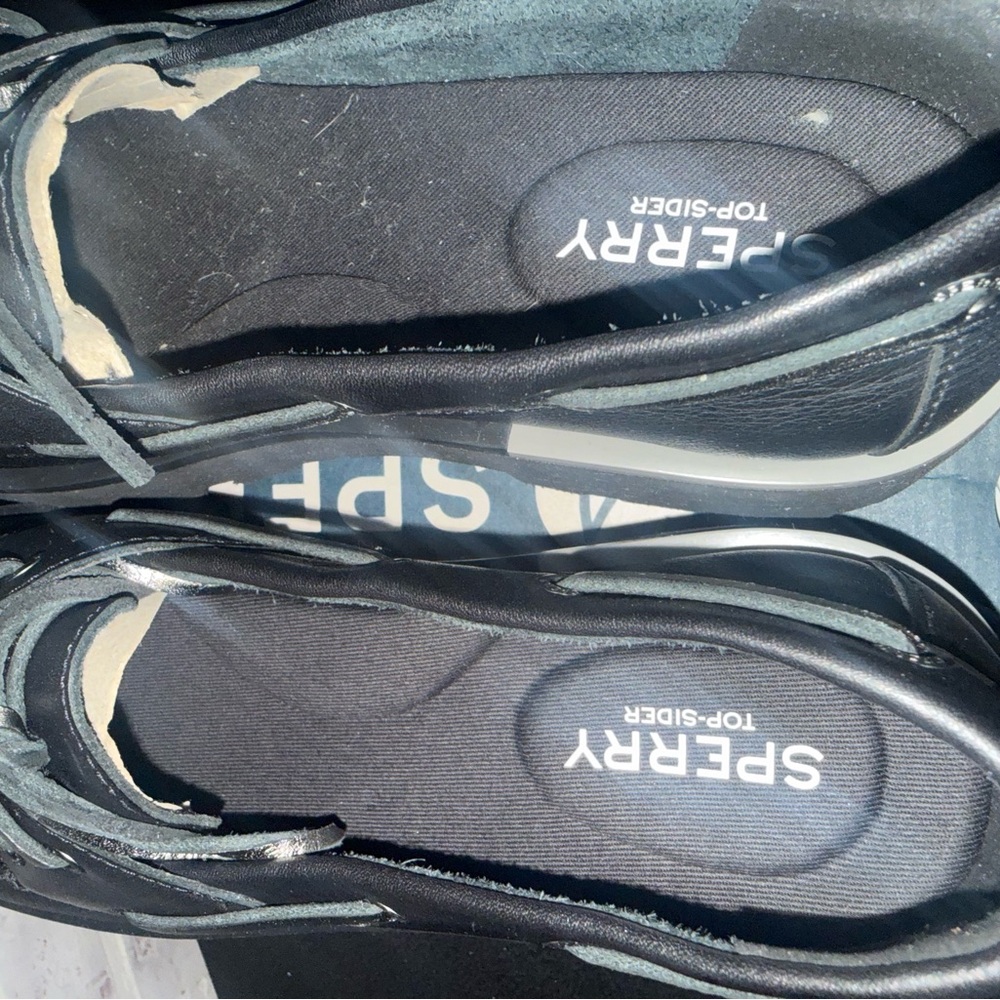 Sperry Women's Black Leather Lug Boat Shoes Top Sider Chunky Boat Black Size 9 - Picture 2 of 9